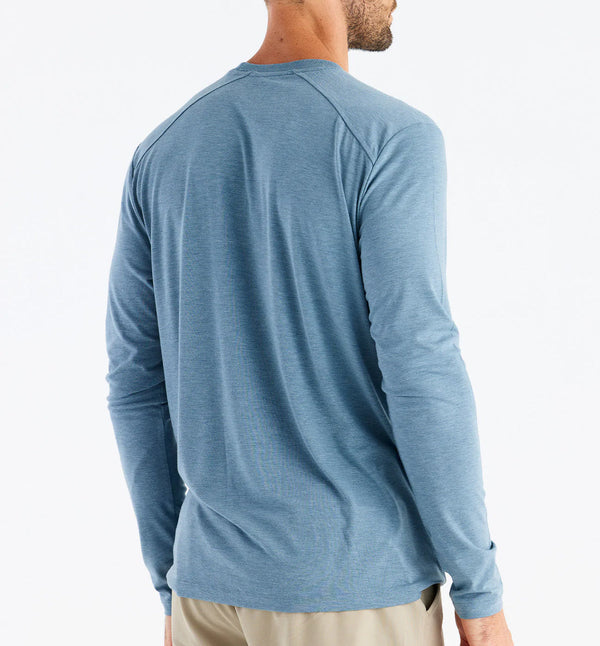 Men's Bamboo Shade Long Sleeve: Heather Slate Blue