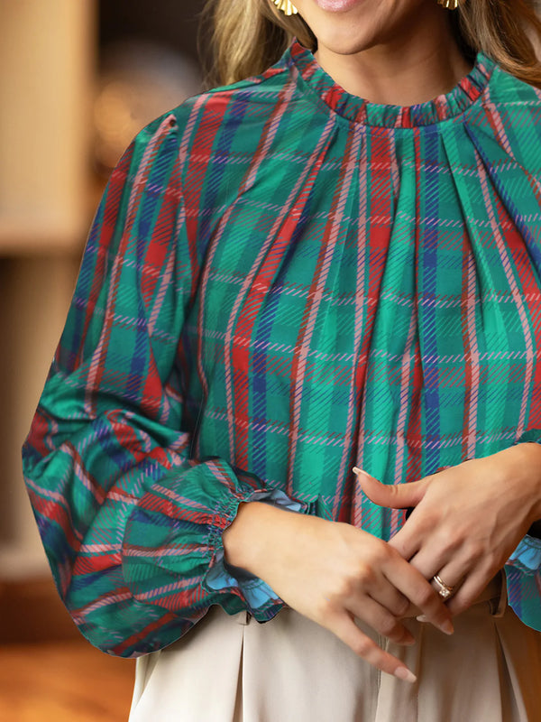 Quinn Top | Plaid About You Green