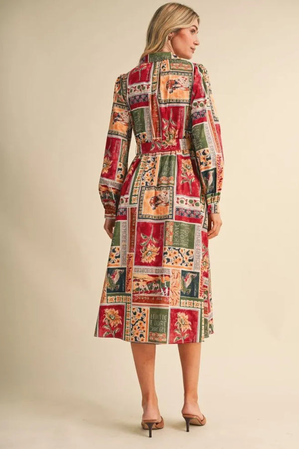Amber Multi Patchwork Midi Dress