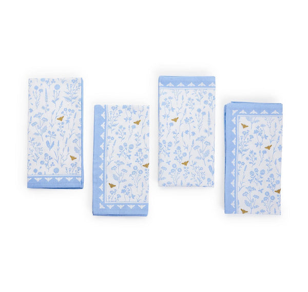 Bees and Blooms Set of 4 Cloth Napkins