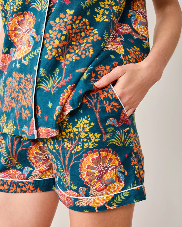 Lightweight Flannel Short PJ Set in Turkey Trot