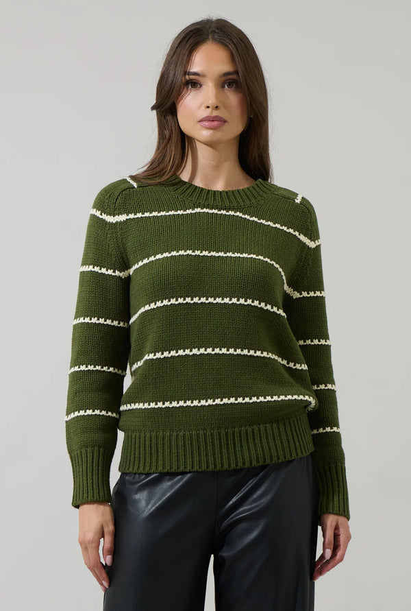 Tammy Stripe Long Sleeve Sweater Olive