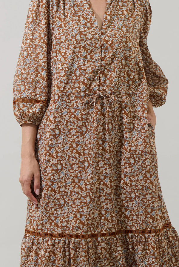 Ramsey Ditsy Harmy Drawstring Midi Dress
