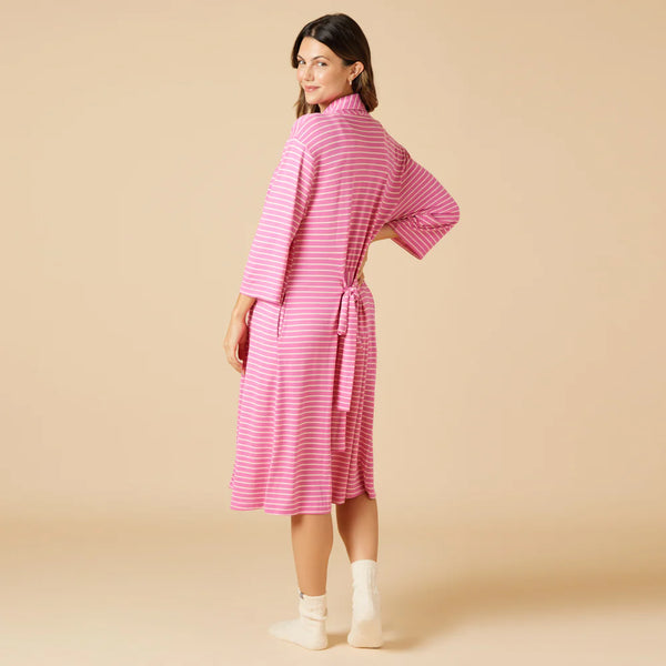 Dream Shawl Collar Robe - Fuchsia Stripe