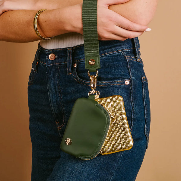 Dynamic Duo Pouch Luxe Wristlet-Evergreen Gold