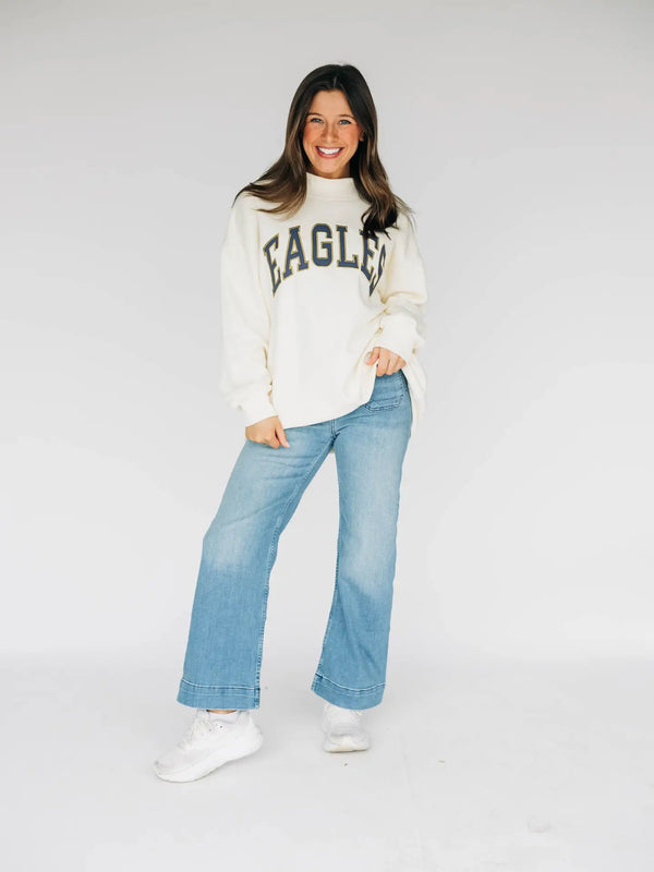 The Madi Classic Mockneck Eagles Applique | Bone