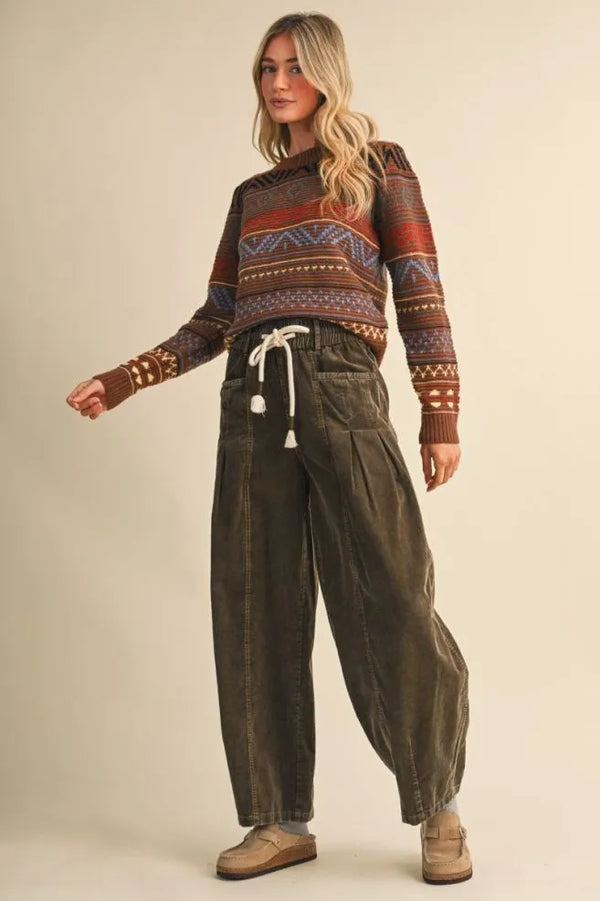 Toffee Colorful Geometric Knit Sweater