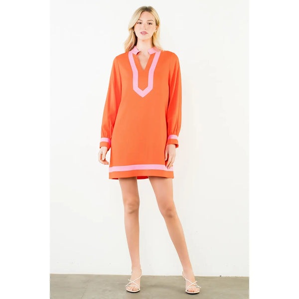 Long Sleeve Colorblocked Dress