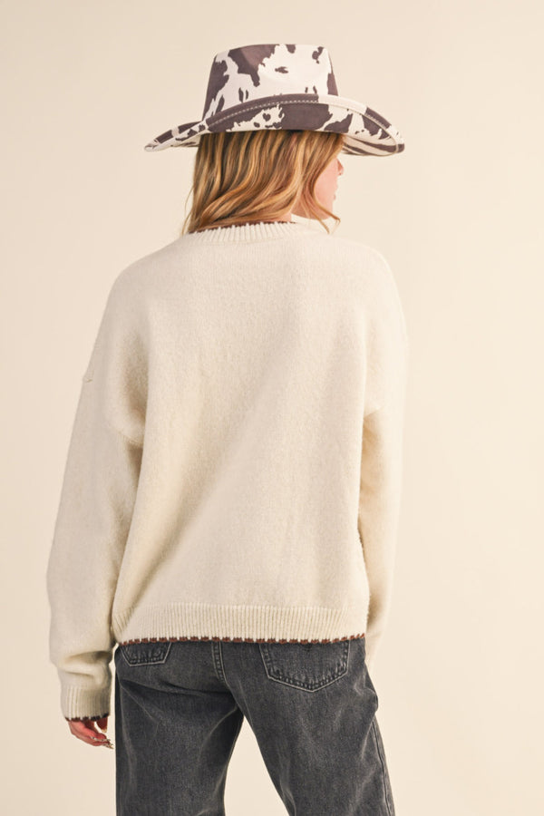 Cream with Brown Scalloped Edge