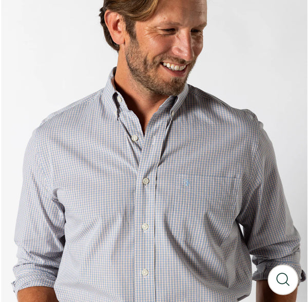 Cotton Poplin Sport Shirt
Ferry Plaid: Light Blue