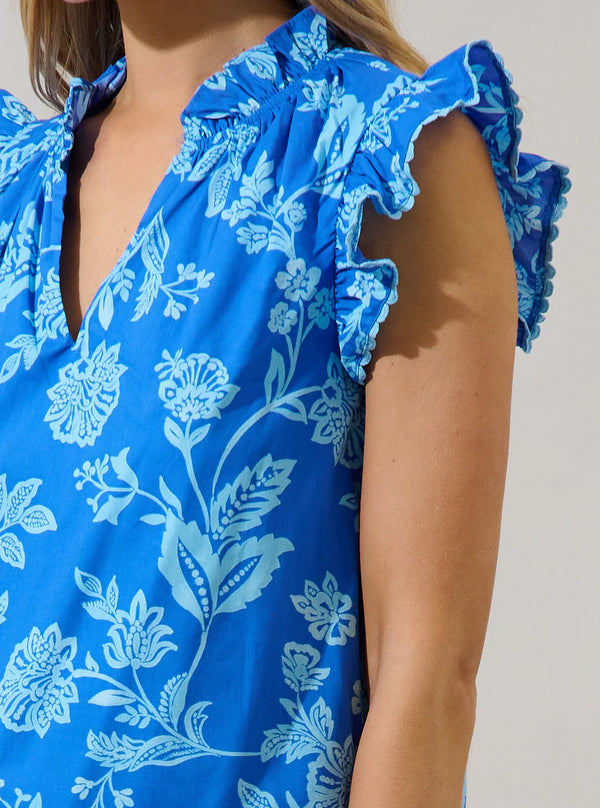 Jazzy Ruffle Top Persa Floral Blues