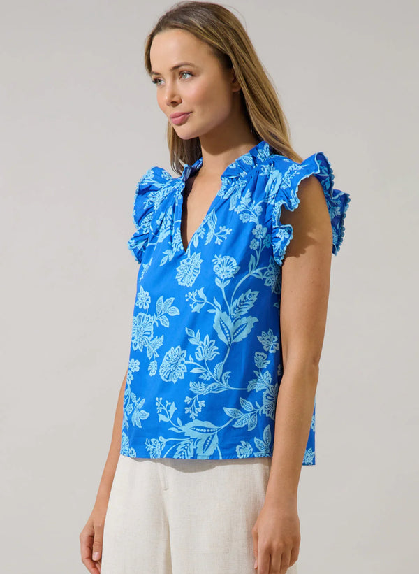Jazzy Ruffle Top Persa Floral Blues