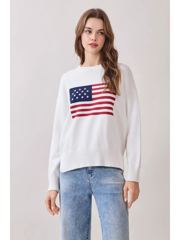 American Flag Knit Pullover Sweater