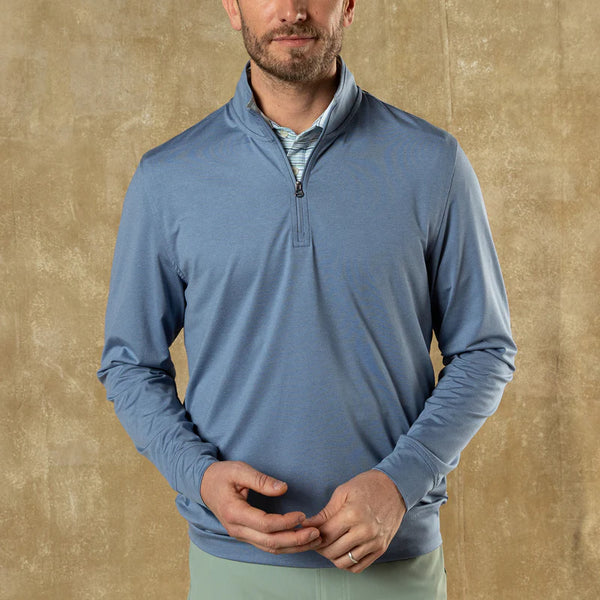 Long Drive Performance 1/4 Zip Pullover - Chambray Blue Heather