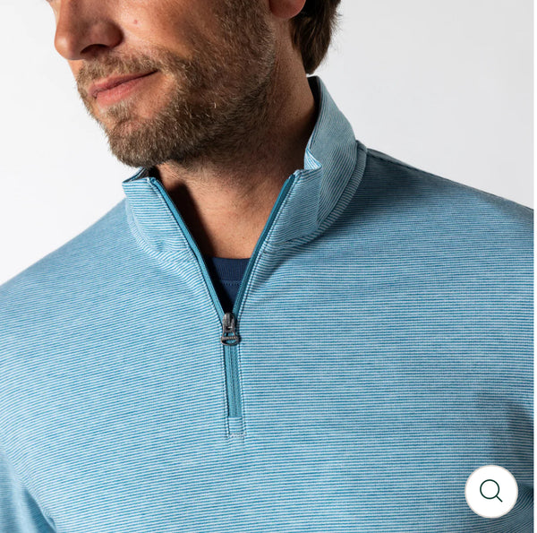 Wakeman Stripe Performance 1/4 Zip Pullover: Sail Blue Heather