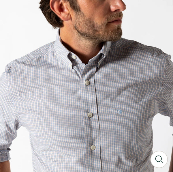 Cotton Poplin Sport Shirt
Ferry Plaid: Light Blue