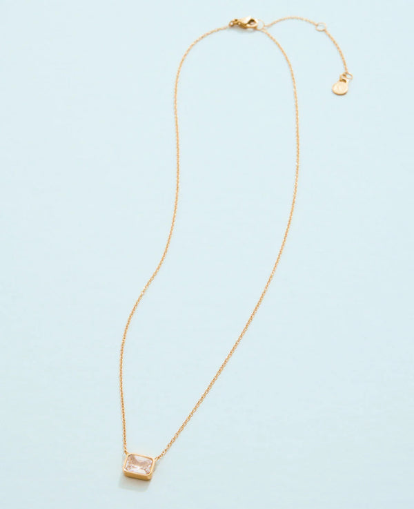 Columbia Square Necklace 16” Crystal