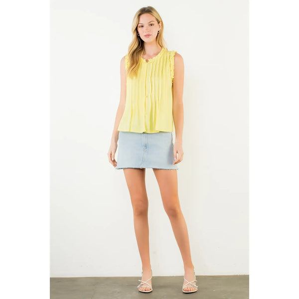 Sleeveless Ruffle Detail Top - Yellow