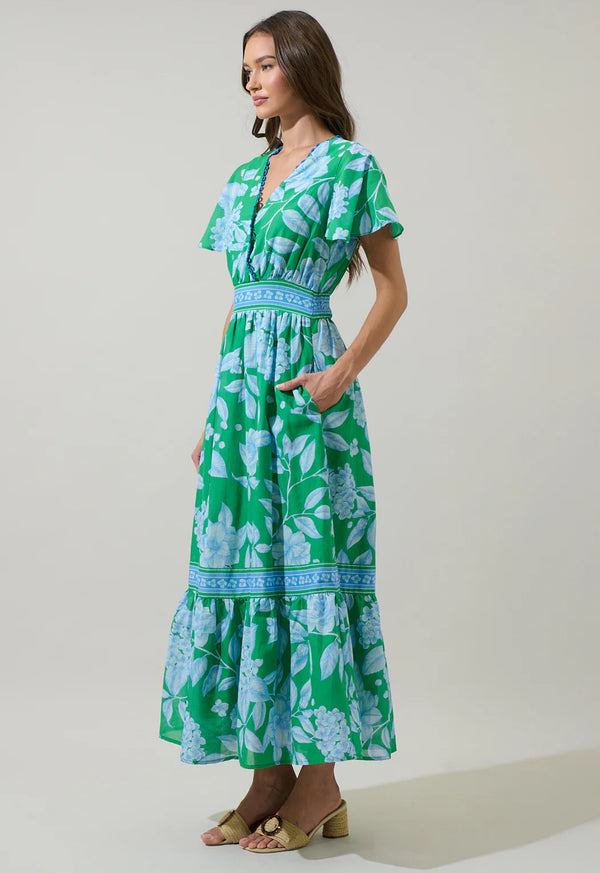 Verbena Floral Ingrida Surplice Maxi Dress