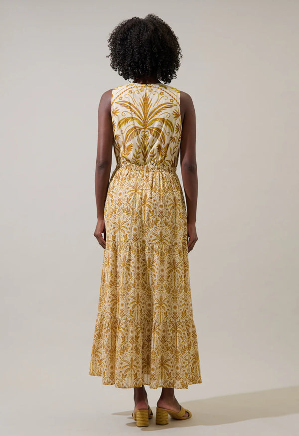 Calina Tropical Jivie Tiered Maxi Dress