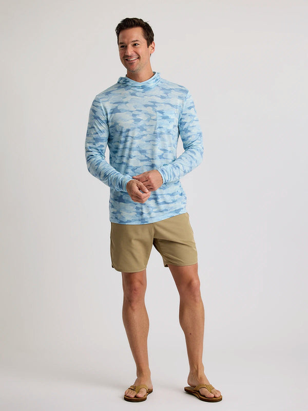 Men's Bamboo Lightweight Hoodie: Seasmoke Camo - Surf Blue
