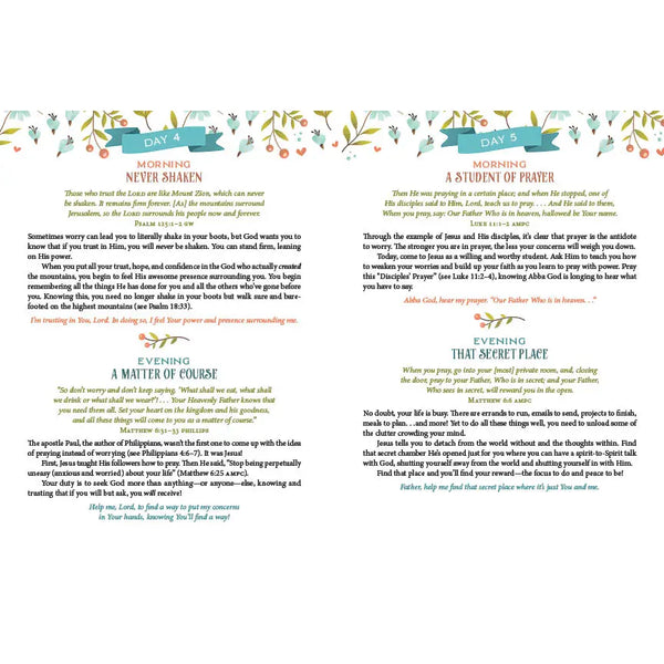 Worry Less, Pray More For Morning and Evening