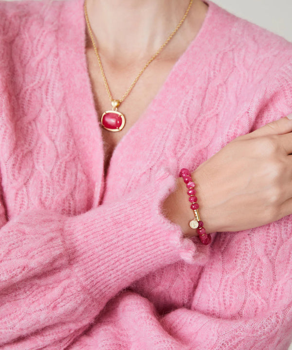 Stone Stretch Bracelet 8mm Pink