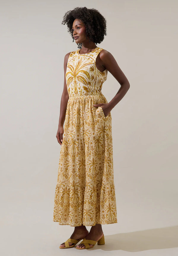 Calina Tropical Jivie Tiered Maxi Dress