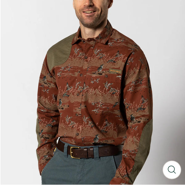 Woodland Shooting Shirt - Saddle Brown Print