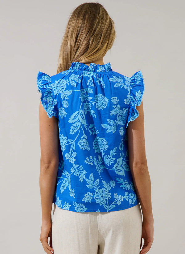 Jazzy Ruffle Top Persa Floral Blues