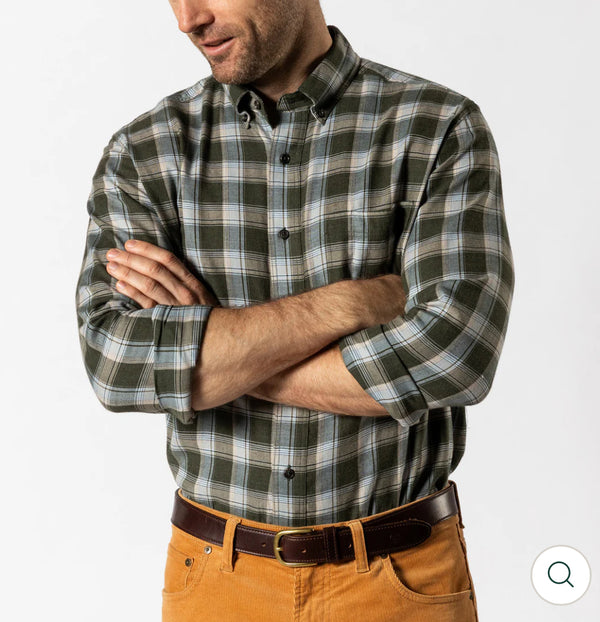 Cotton Flannel Sport Shirt
Hank Plaid Deep Olive Heather