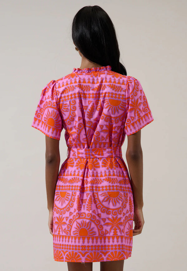 Tarie Tropical Pink & Orange Ema Shift Mini Dress