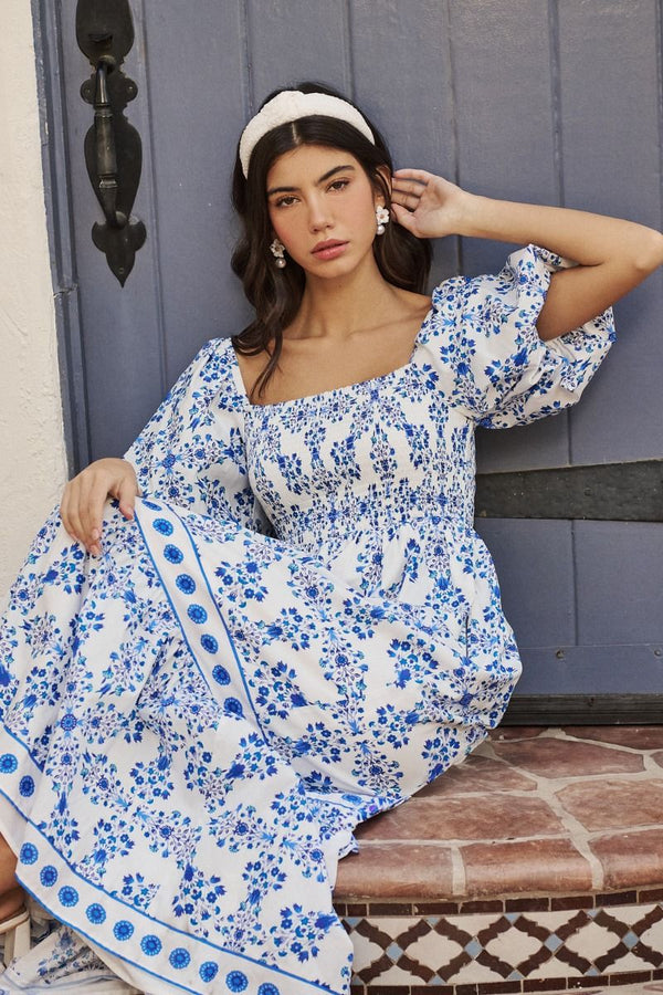 Veral Floral Berky Smocked Maxi Dress