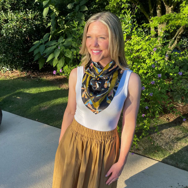 Black + Chartreuse Botanical Scarf