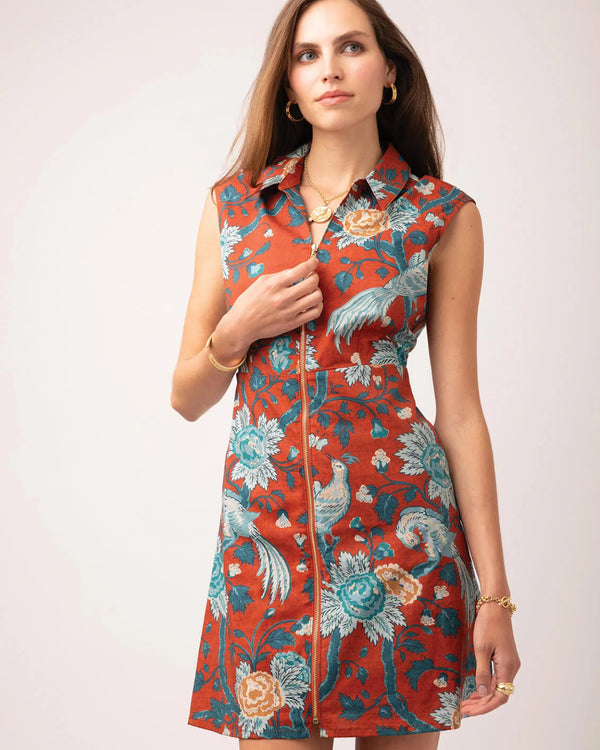 Lainey Zip Dress Japonica Bird Red