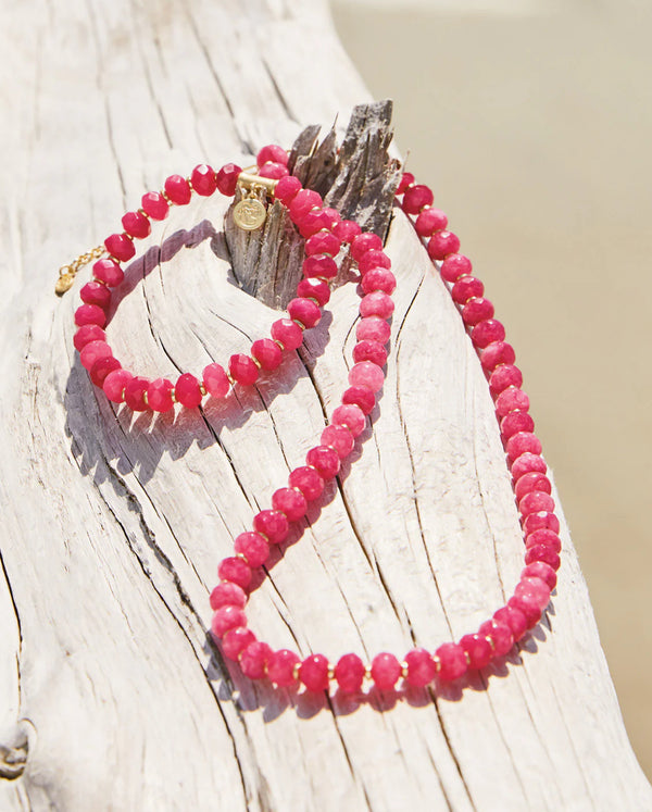 Stone Stretch Bracelet 8mm Pink