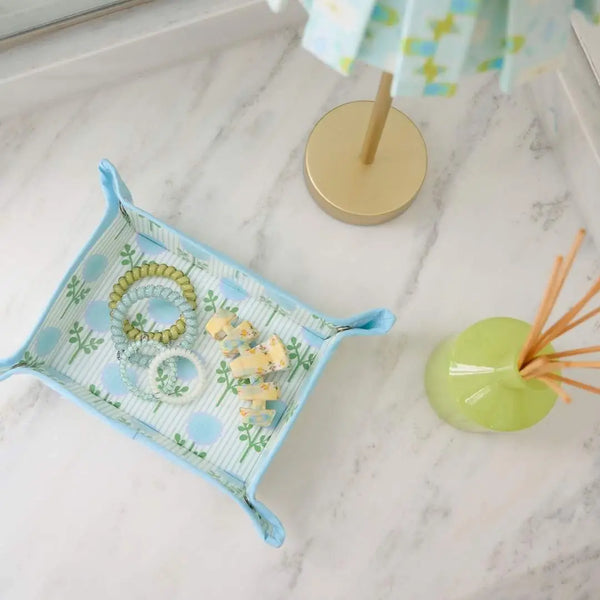 Marigold Ticking Stripe Blue Snap Tray
