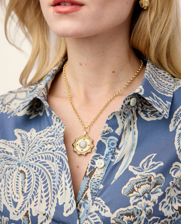 Kassidy Shirt Dress St. Augustine Bird Palm Blue