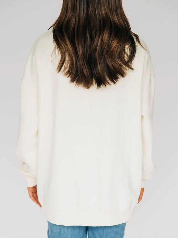 The Madi Classic Mockneck Eagles Applique | Bone