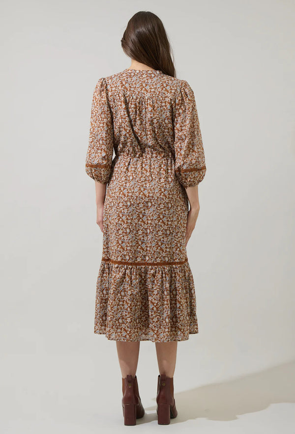 Ramsey Ditsy Harmy Drawstring Midi Dress