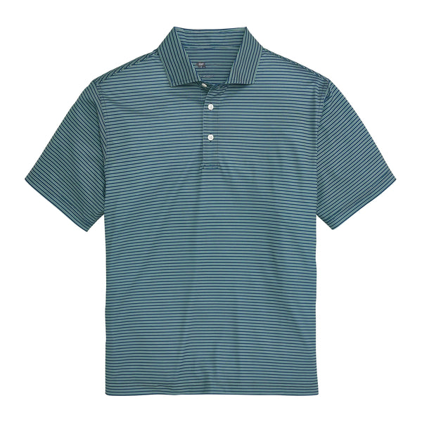 Trophy Stripe Performance Pique Polo - Blue Wing Teal