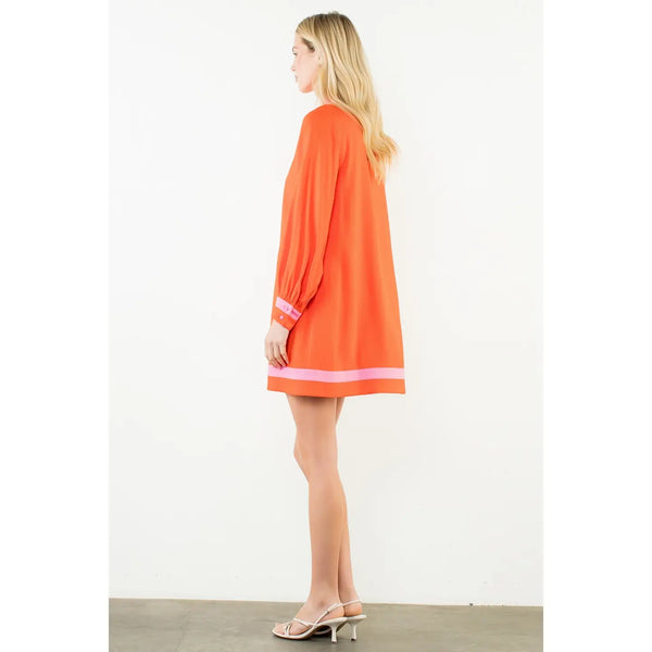 Long Sleeve Colorblocked Dress