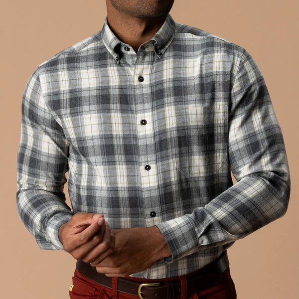Cotton Flannel Sport Shirt - Charcoal Heather