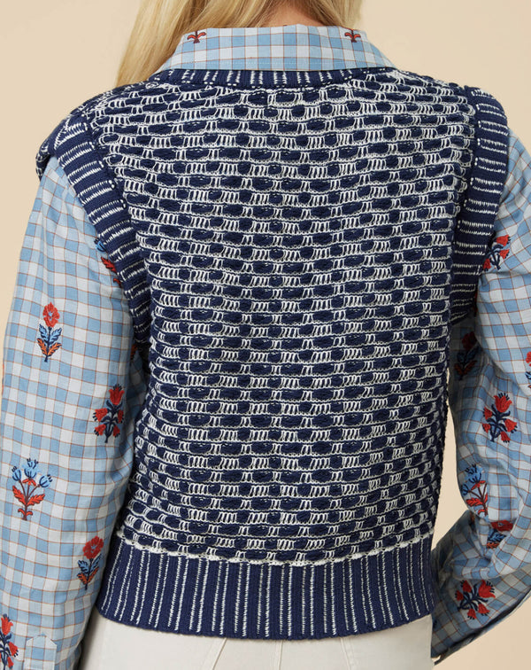 Molly Sweater Vest Indigo Jacquard