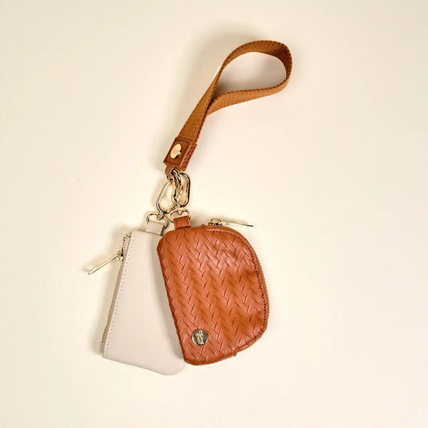 Dynamic Duo Pouch Luxe Wristlet–Brown