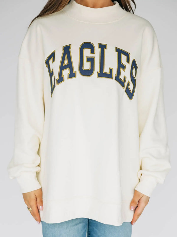 The Madi Classic Mockneck Eagles Applique | Bone