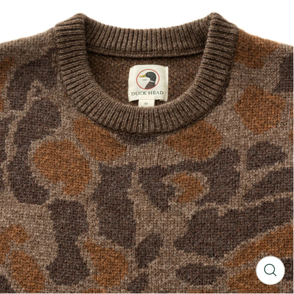 Camo Intarsia Crewneck Sweater Toasted Khaki Camo