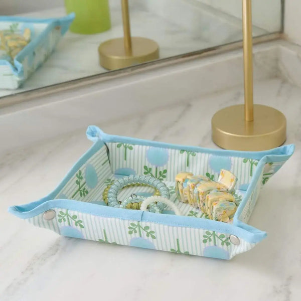 Marigold Ticking Stripe Blue Snap Tray