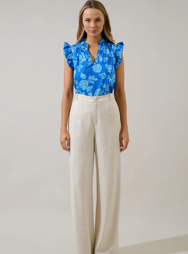 Jazzy Ruffle Top Persa Floral Blues
