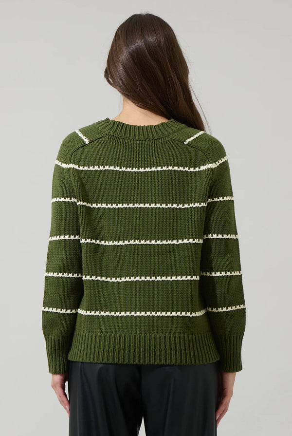 Tammy Stripe Long Sleeve Sweater Olive